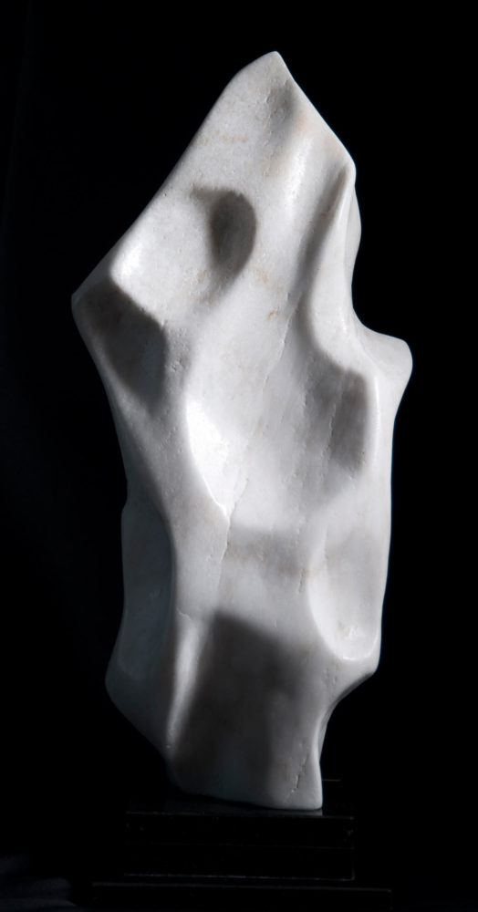 Flame Within - White Alabaster Sculpture by Dorit Schwartz
