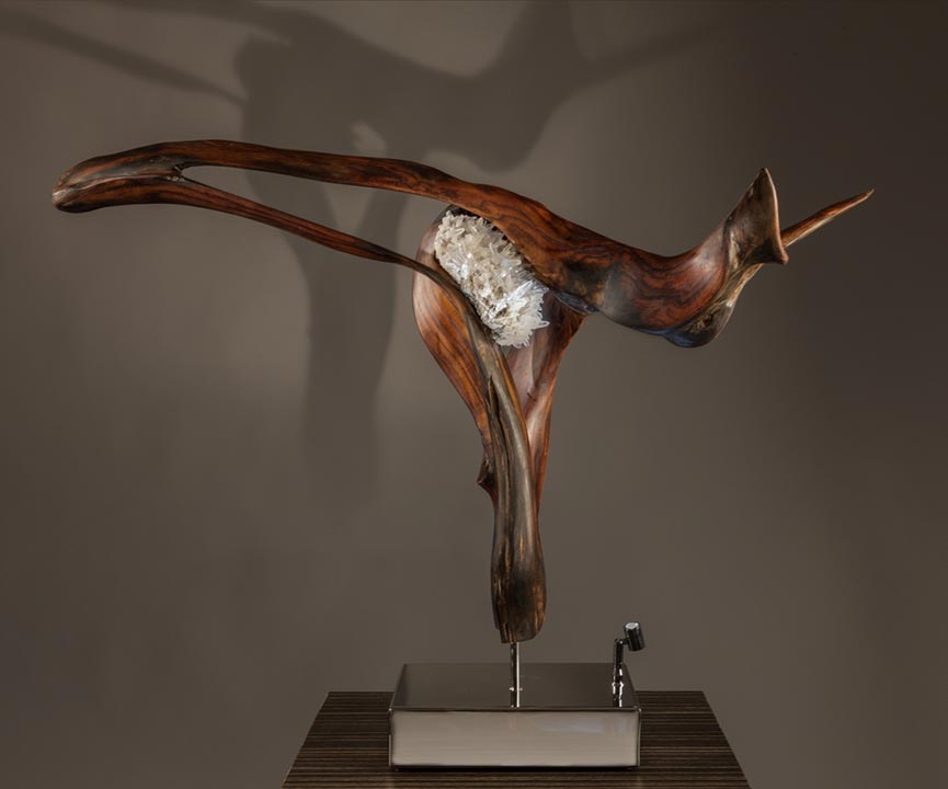 Pirouette Crystal Wood Sculpture Dorit Schwartz