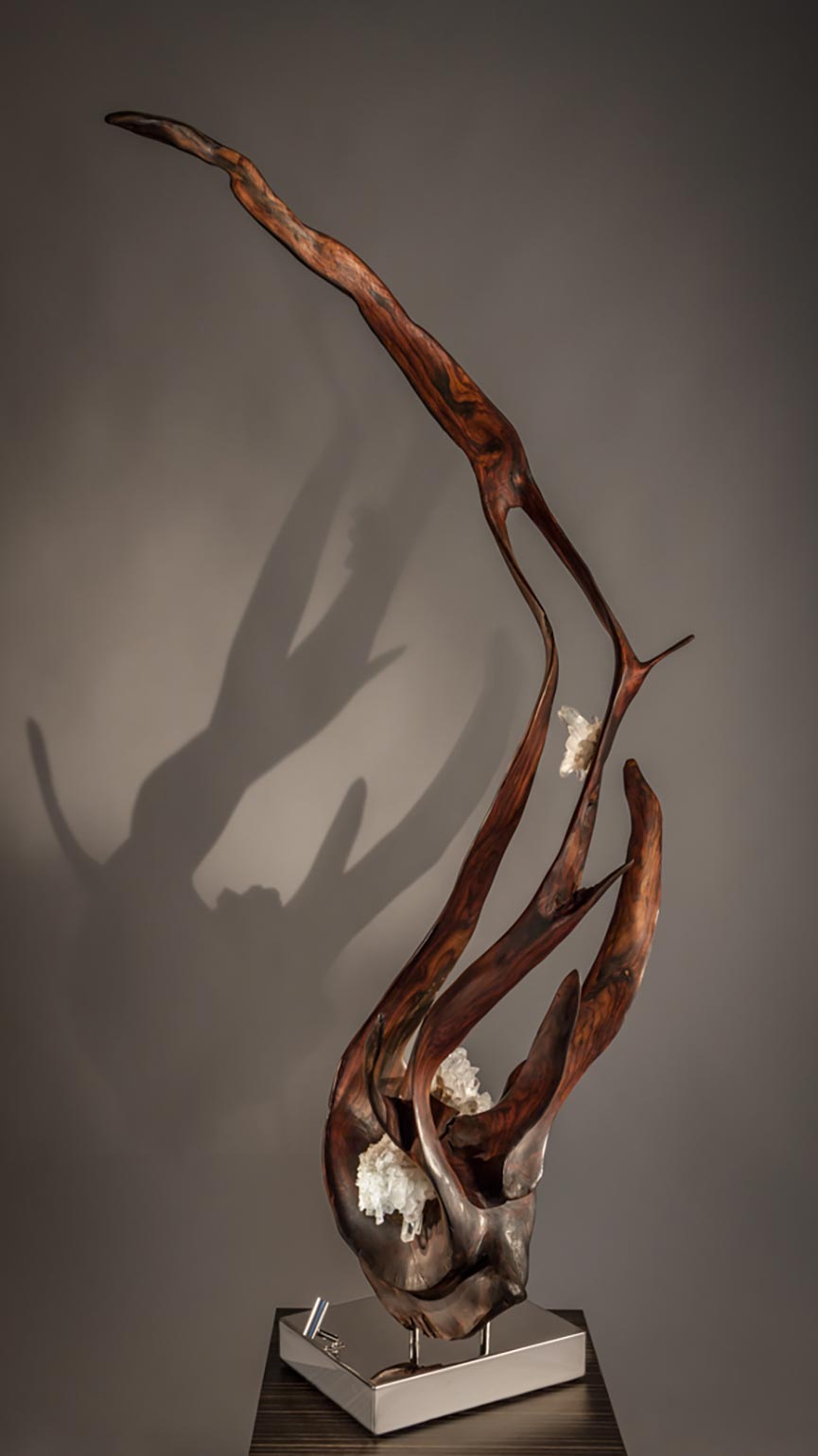 Vine of the Soul II Crystal Wood Sculpture Dorit Schwartz