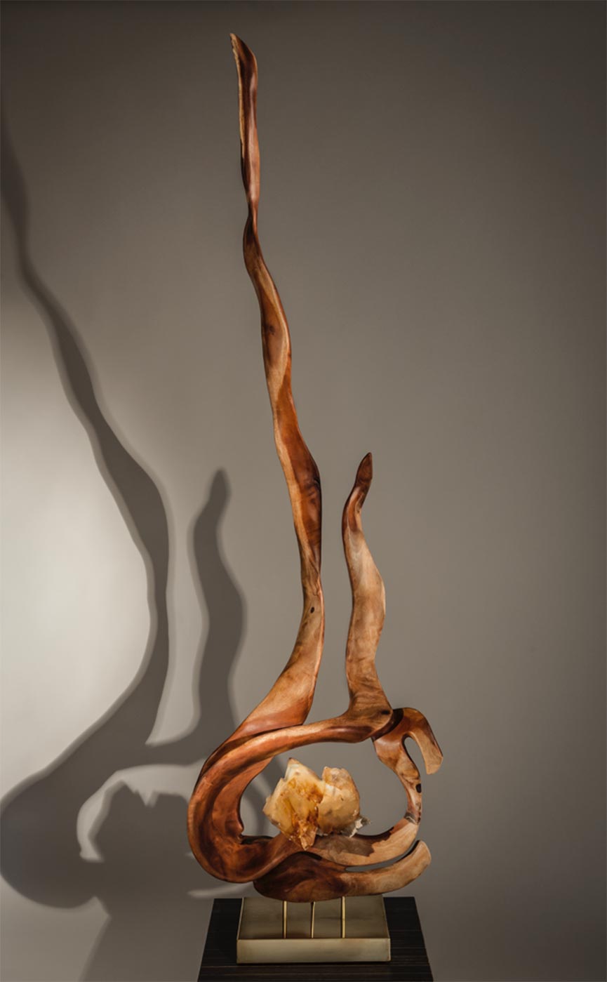 Spiritual Lights Crystal Wood Sculpture Dorit Schwartz